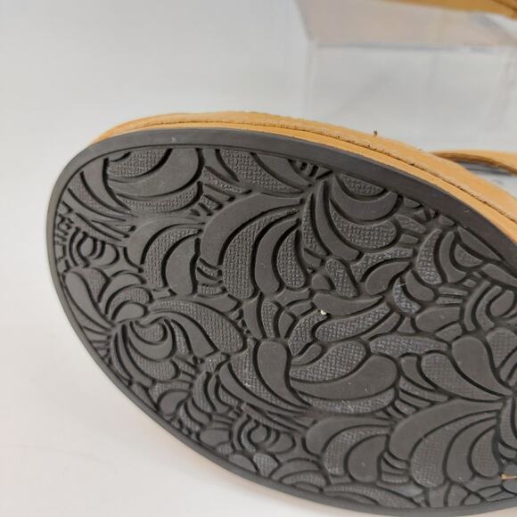 Clarks Artisan Sandals Size 8.5 M Leather Upper Tan Wedge 73527 - Picture 11 of 12